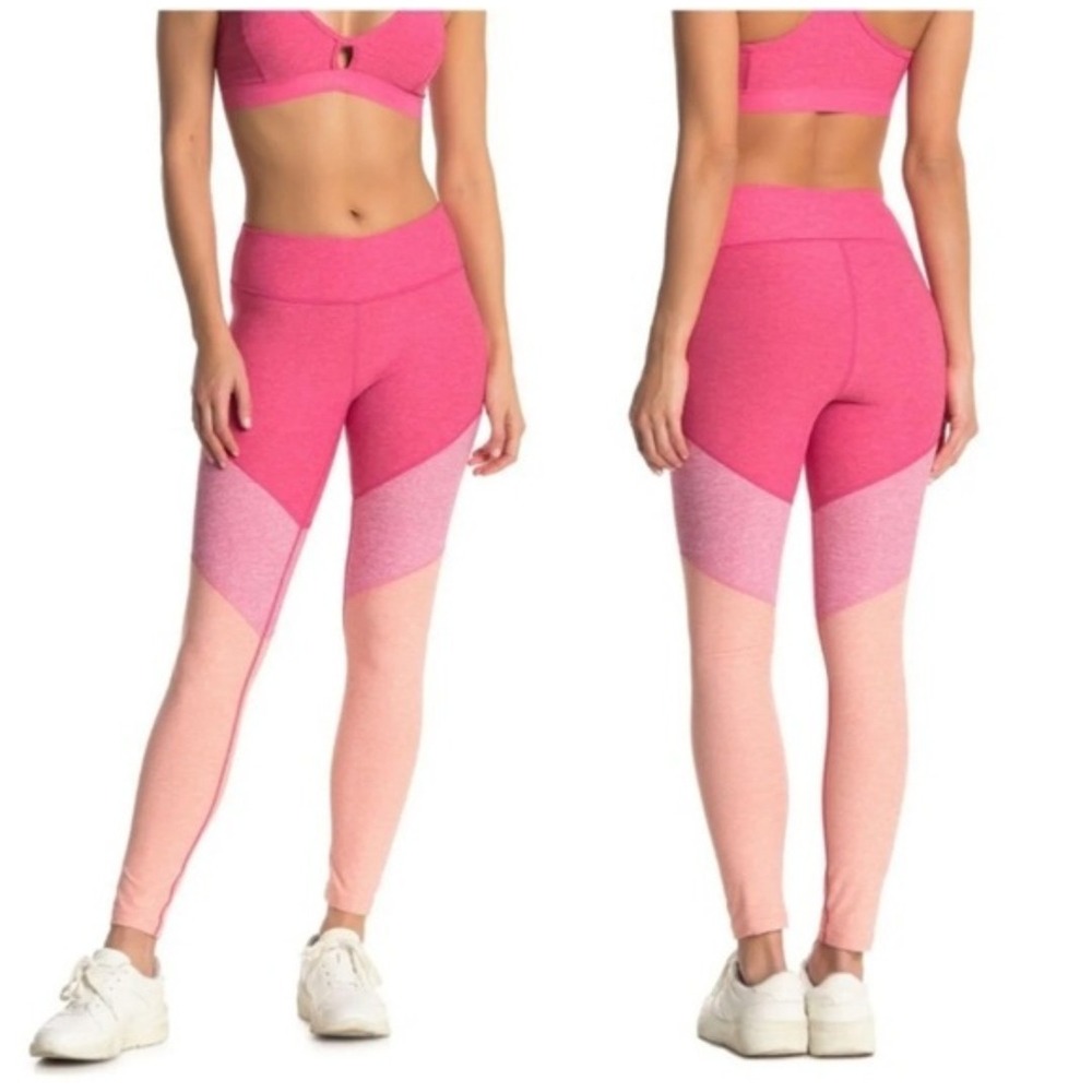 NWT Outdoor Voices XS Pink Colorblock Leggings Workout High Rise Active Pants